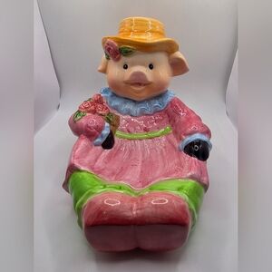 Vintage WCL Happy Pig Ceramic Trinket Dish/Spoon Rest/Key Holder